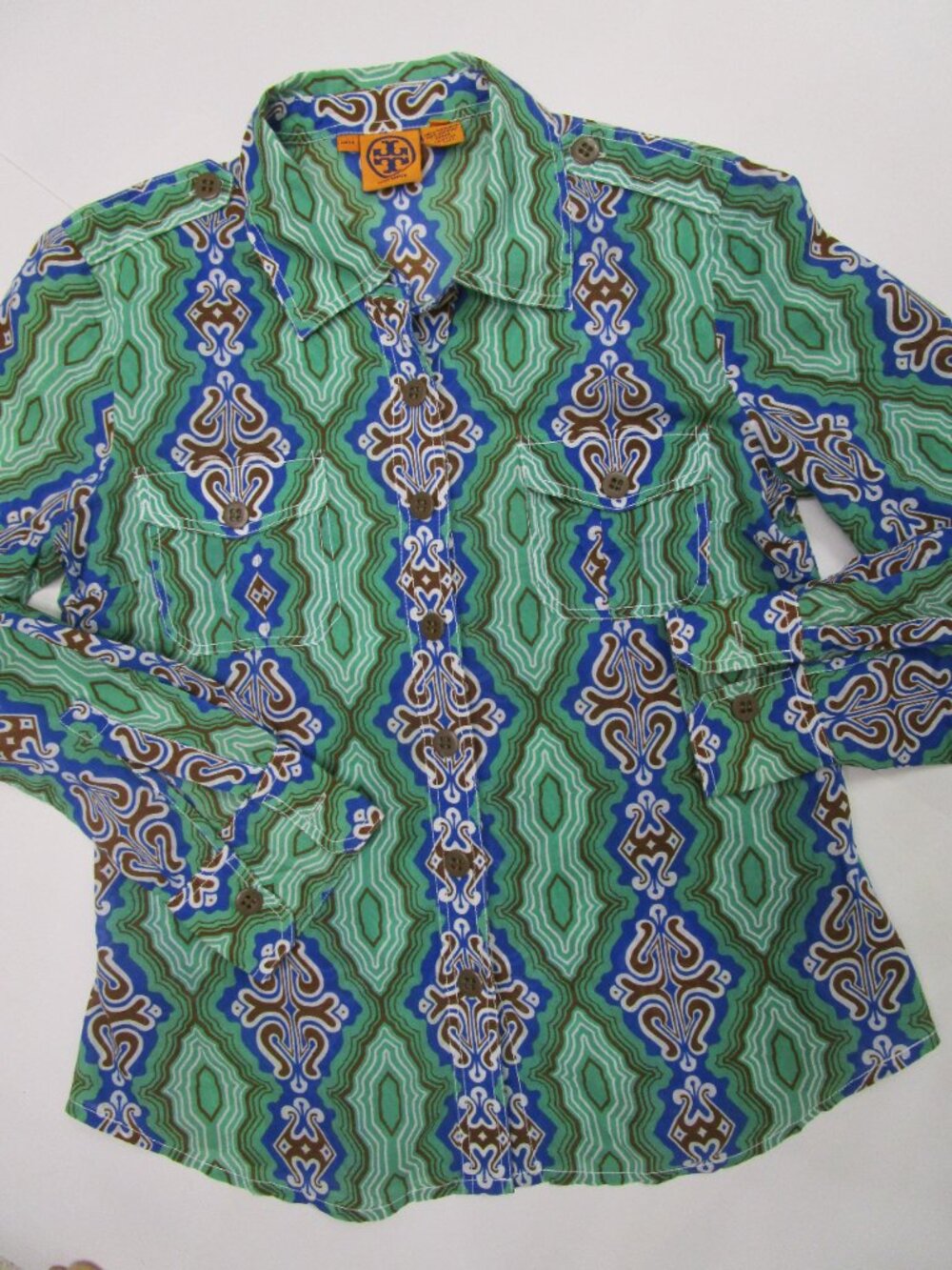 Classic Button Front Collar Shirt Tiki Island Print